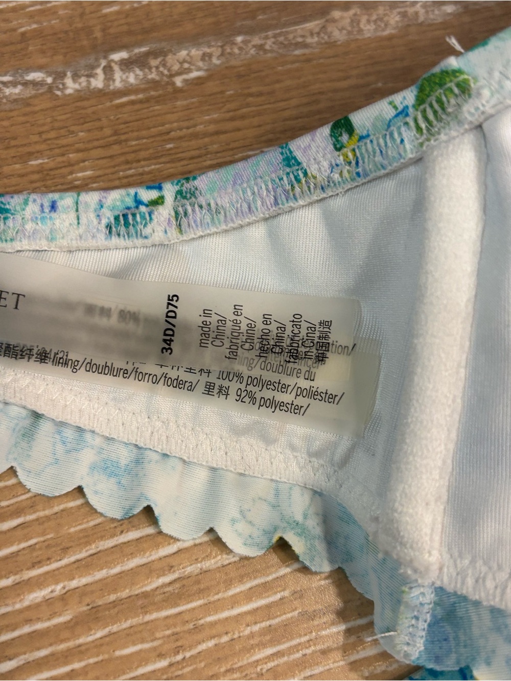Victoria’s Secret Floral Bandeau Bikini Top 34D Blue Ruffle Swim Top Halter - Picture 5 of 6